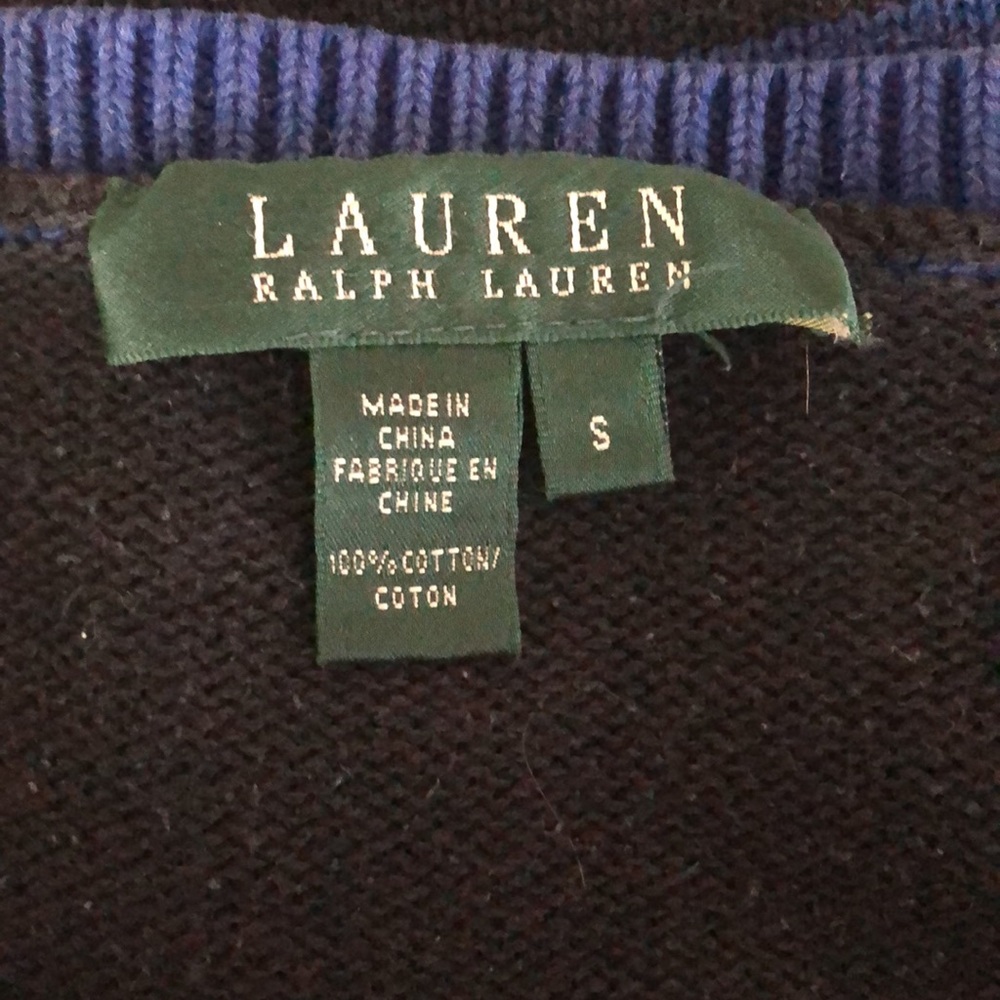 Lauren Ralph Lauren purple and black cotton crew neck sweater size S - Picture 3 of 4